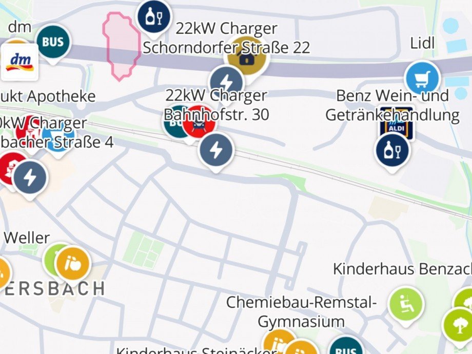 POI - Lageplan Einzelhandelsladen Weinstadt-Endersbach