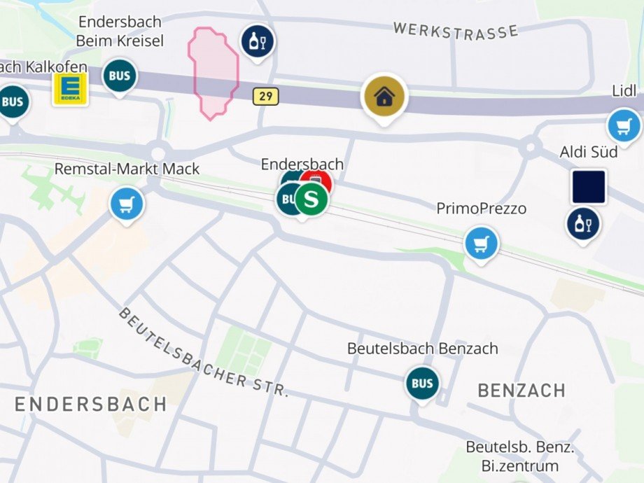 POI Lageplan Einzelhandel Weinstadt-Endersbach