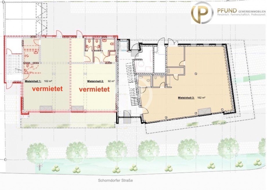 Grundriss Erdgeschoss ME 1_2_3 quer B�ro / Praxis Weinstadt-Endersbach